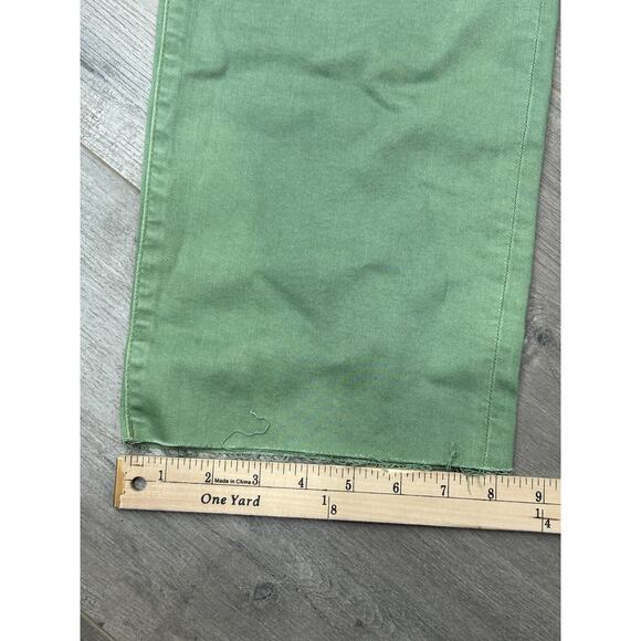 NWOT Eunina Womens Green Denim Super High Rise wide Leg Crop Jeans Size 27 - Picture 12 of 12